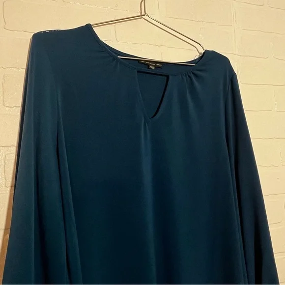 Adrianna Papell Womens Blouse Dark Blue Teal Work Top Like New Large - Picture 3 of 7